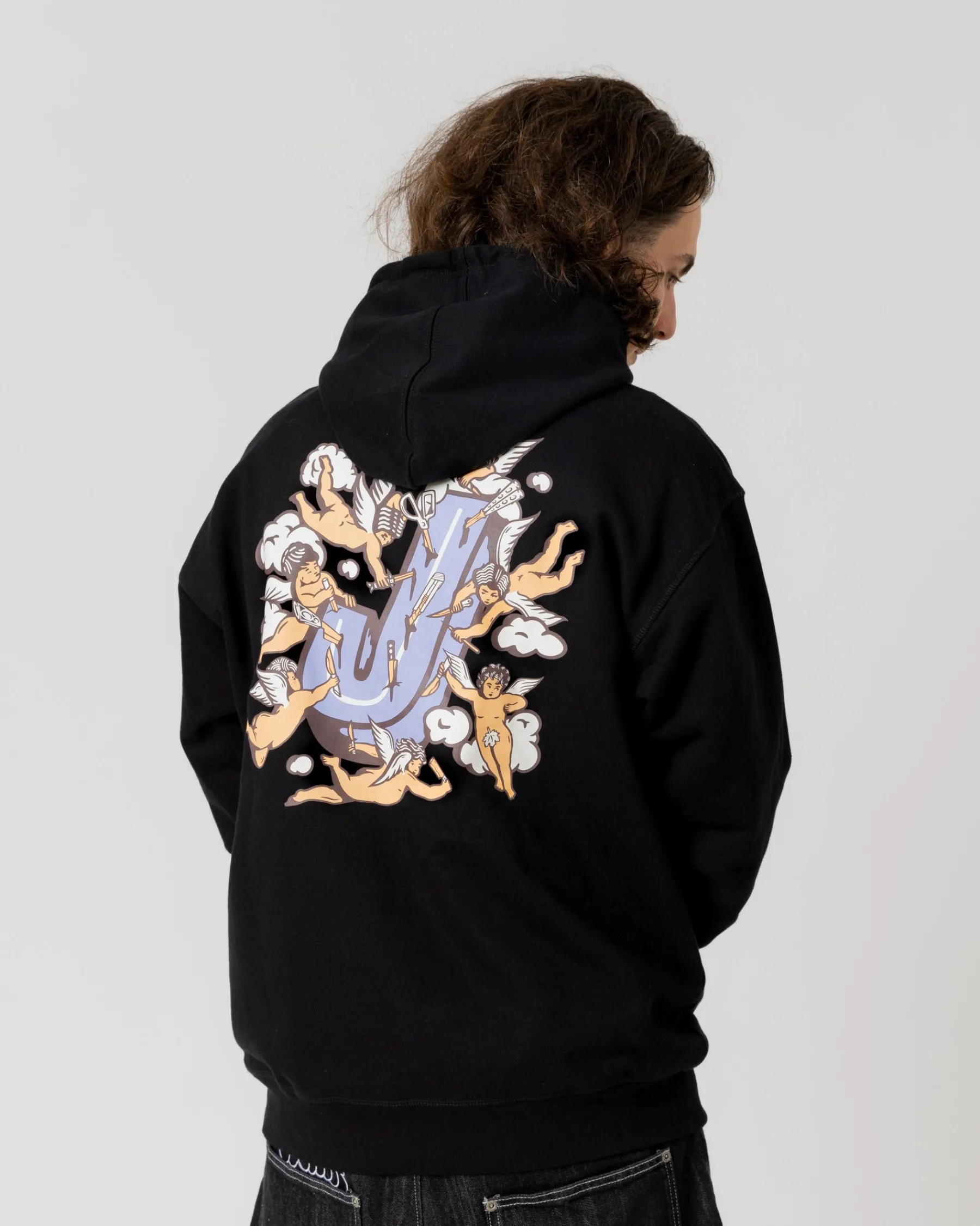 Sweats|JACKER ANGELS HOODIE - BLACK