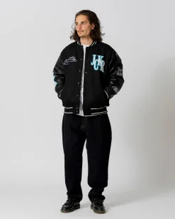 Vestes|JACKER BIG PHARMA VARSITY JACKET - BLACK