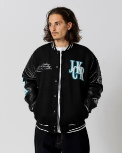 Vestes|JACKER BIG PHARMA VARSITY JACKET - BLACK