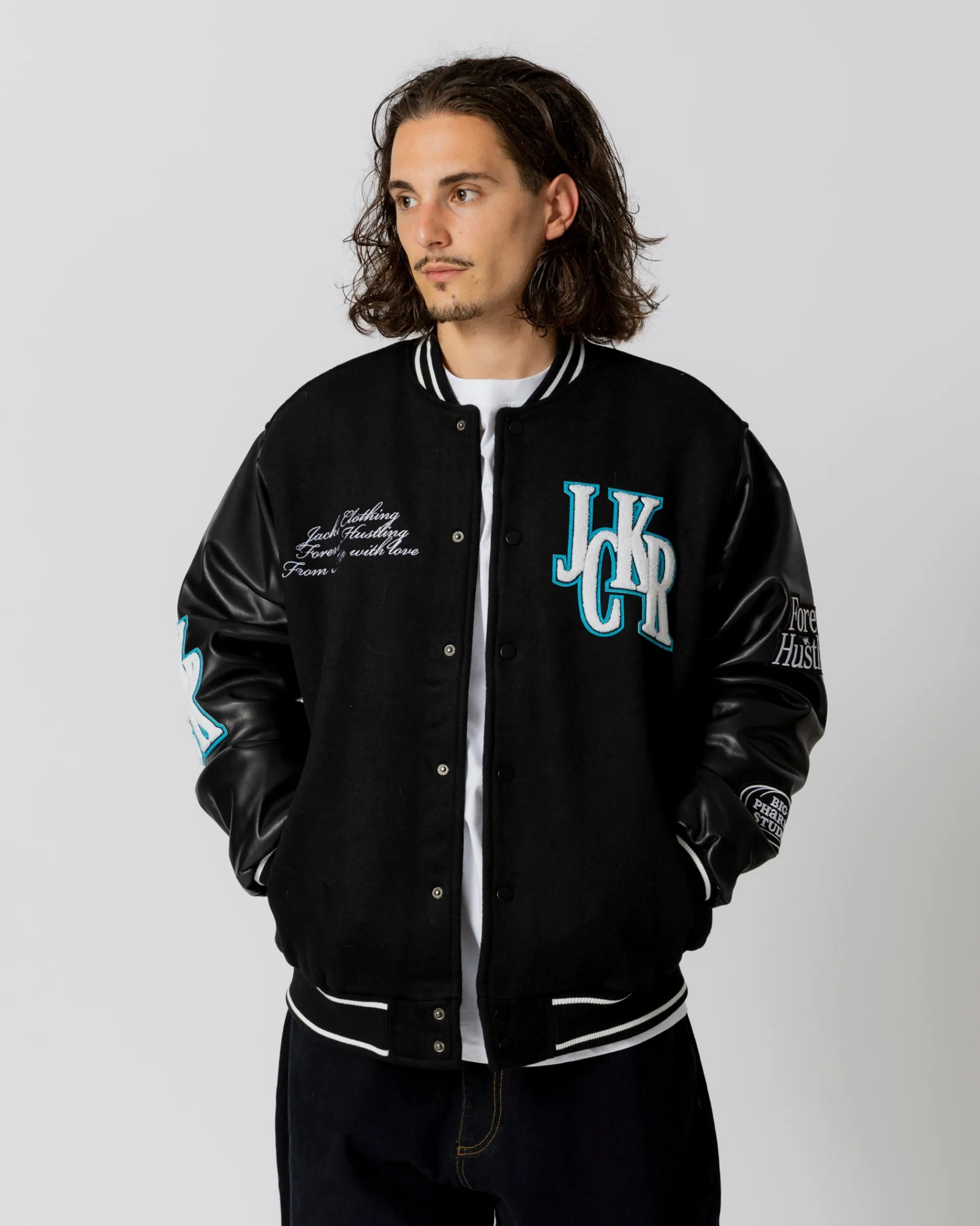 Vestes|JACKER BIG PHARMA VARSITY JACKET - BLACK