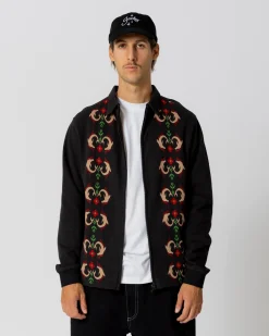 Knit|Polos|JACKER DOLPHIN CLUB FULL ZIP KNIT POLO - BLACK
