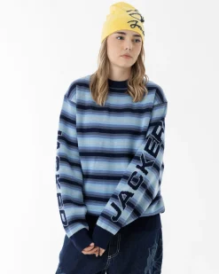 Sweats|Knit|JACKER EURO STRIPE KNIT - BLUE