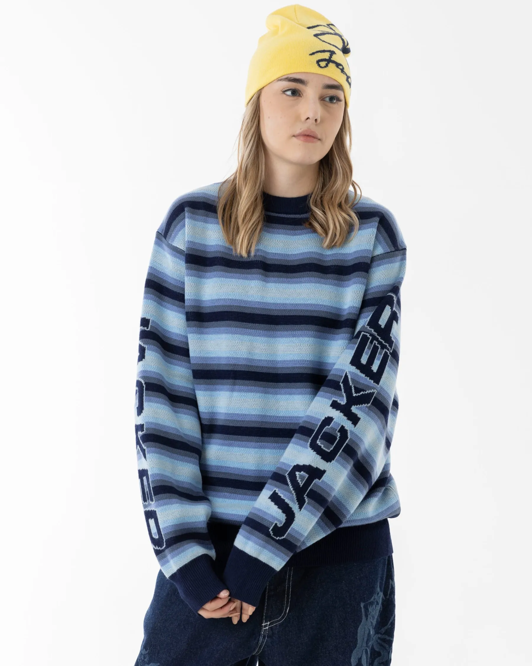 Sweats|Knit|JACKER EURO STRIPE KNIT - BLUE