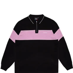 Knit|Polos|JACKER EURO STRIPE KNIT POLO - BLACK