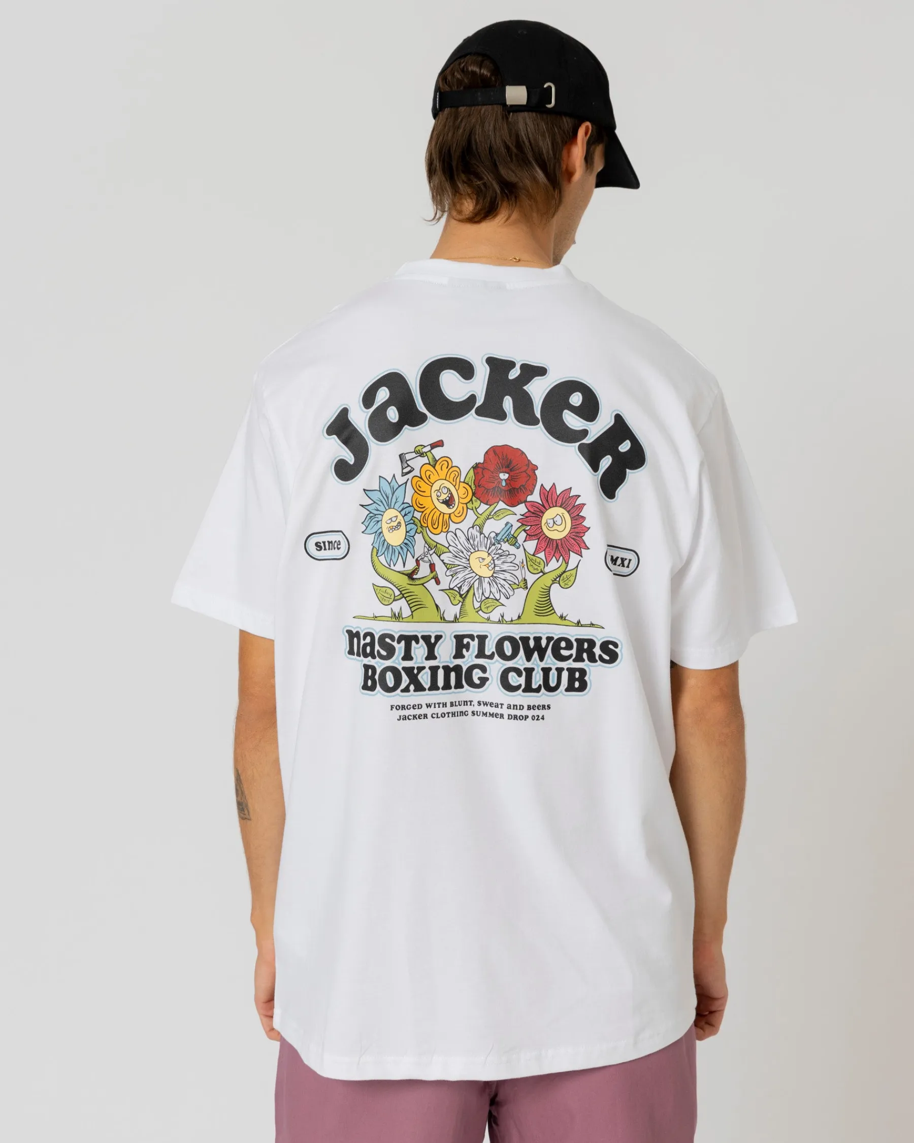 T-shirts|JACKER FIGHT FLOWER T-SHIRT - WHITE