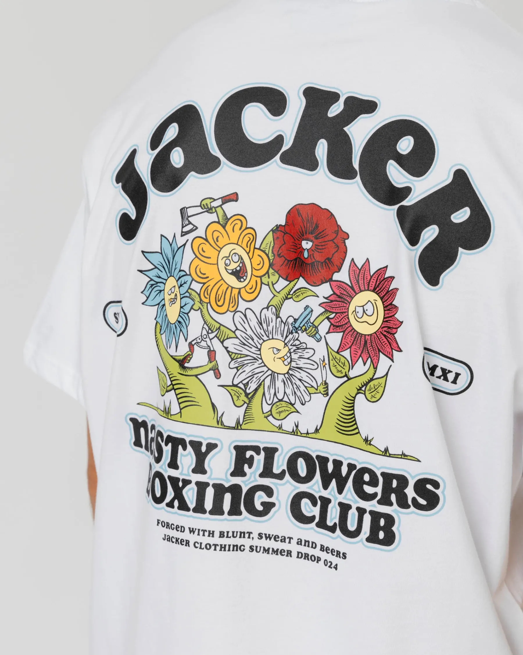 T-shirts|JACKER FIGHT FLOWER T-SHIRT - WHITE