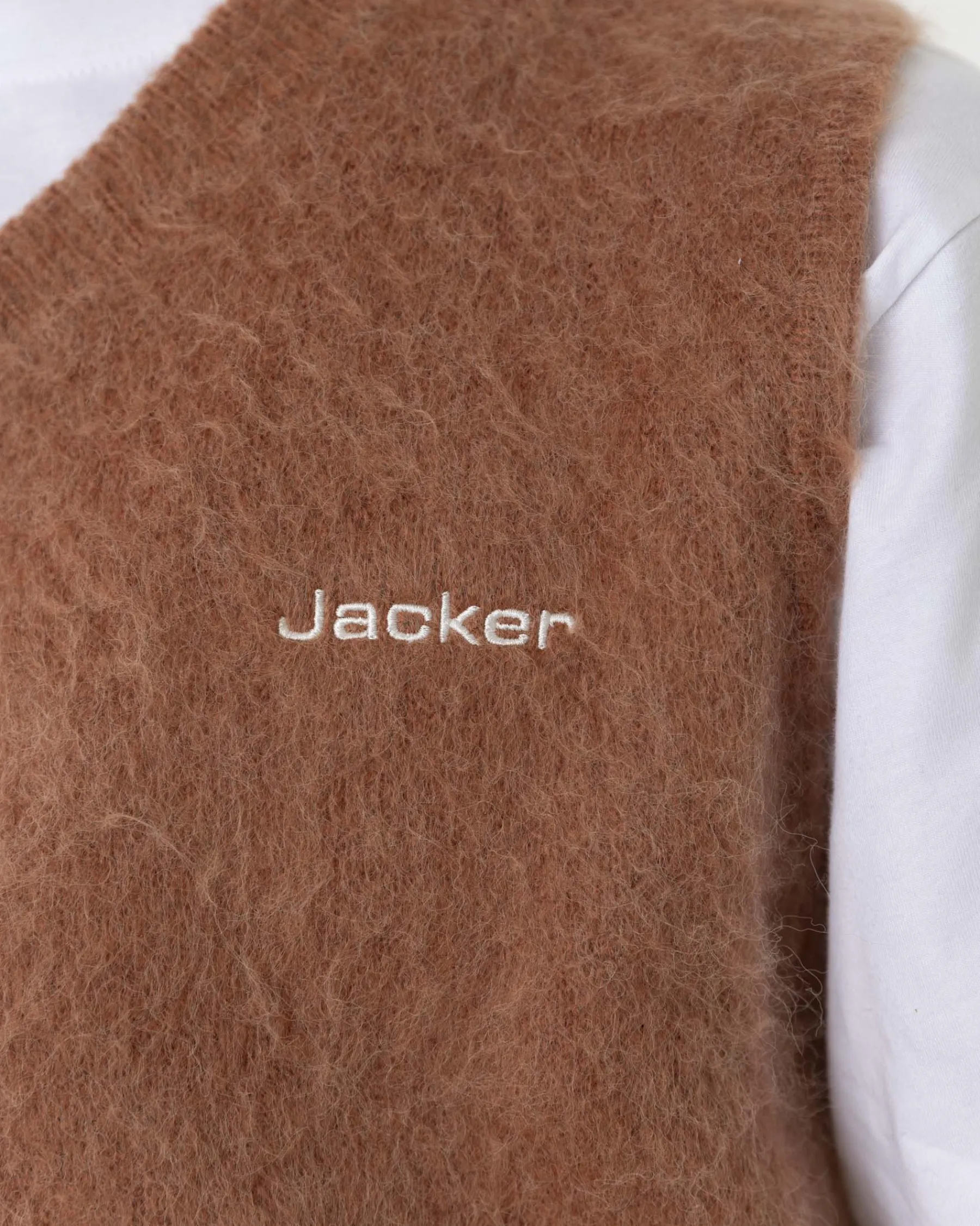 Knit|JACKER GRAND PA SLEEVELESS MOHAIR - BROWN