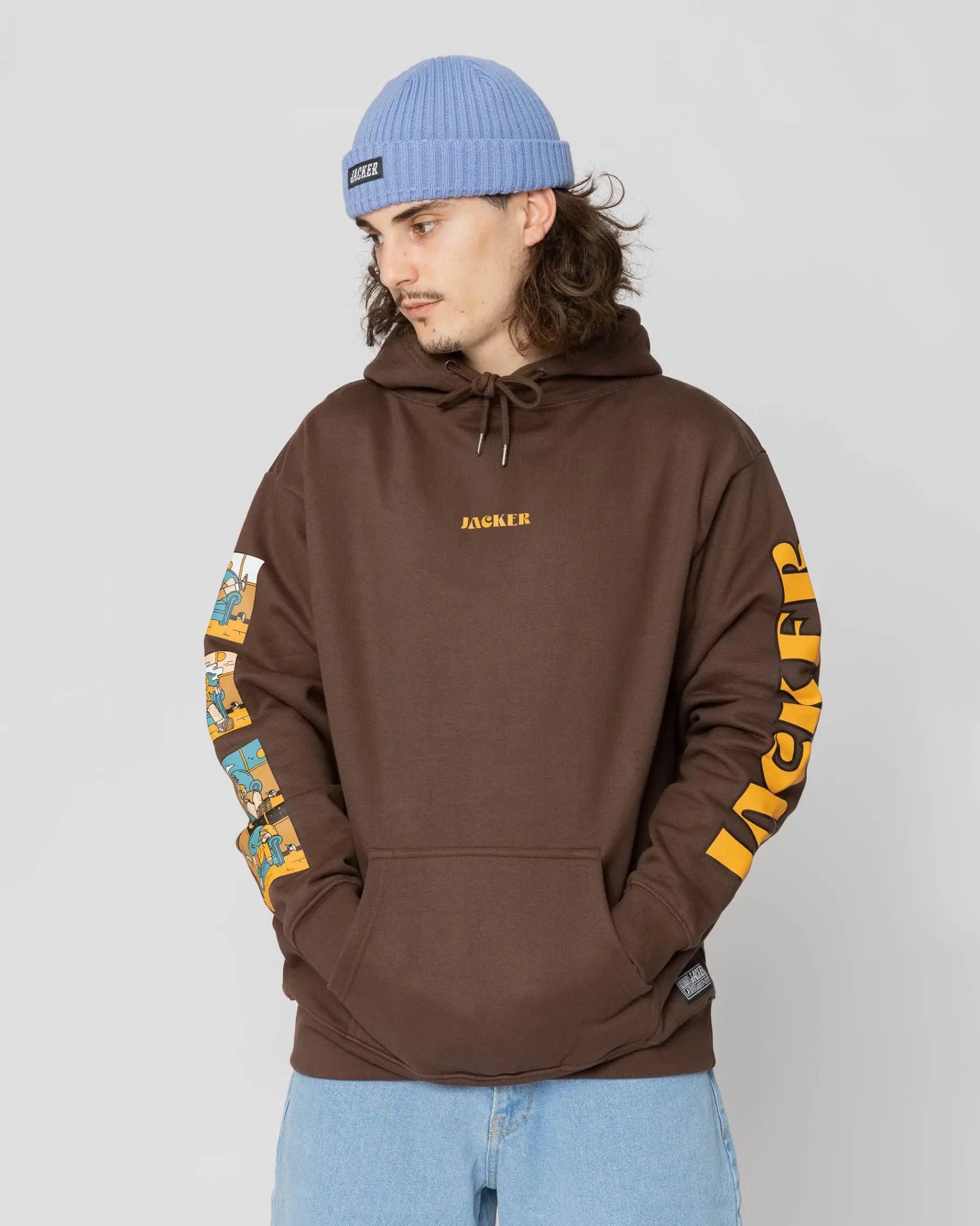 Sweats|JACKER LAZY - HOODIE - BROWN