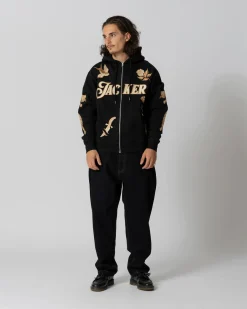 Sweats|JACKER NAUTICAL ZIPPED HOODIE - BLACK