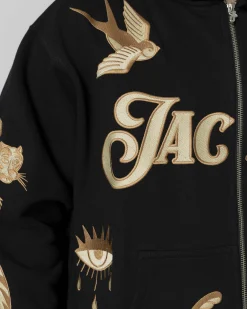 Sweats|JACKER NAUTICAL ZIPPED HOODIE - BLACK