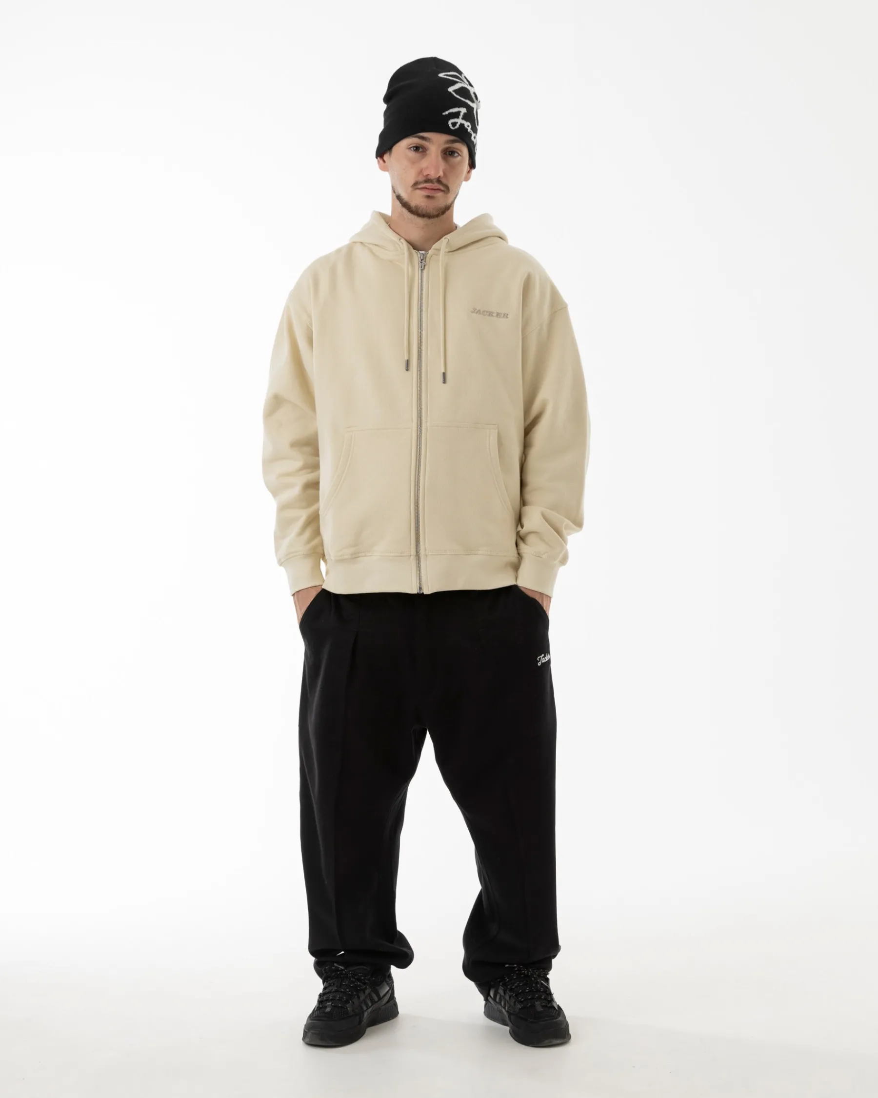 Sweats|JACKER NOTORIOUS ZIPPED HOODIE - BEIGE
