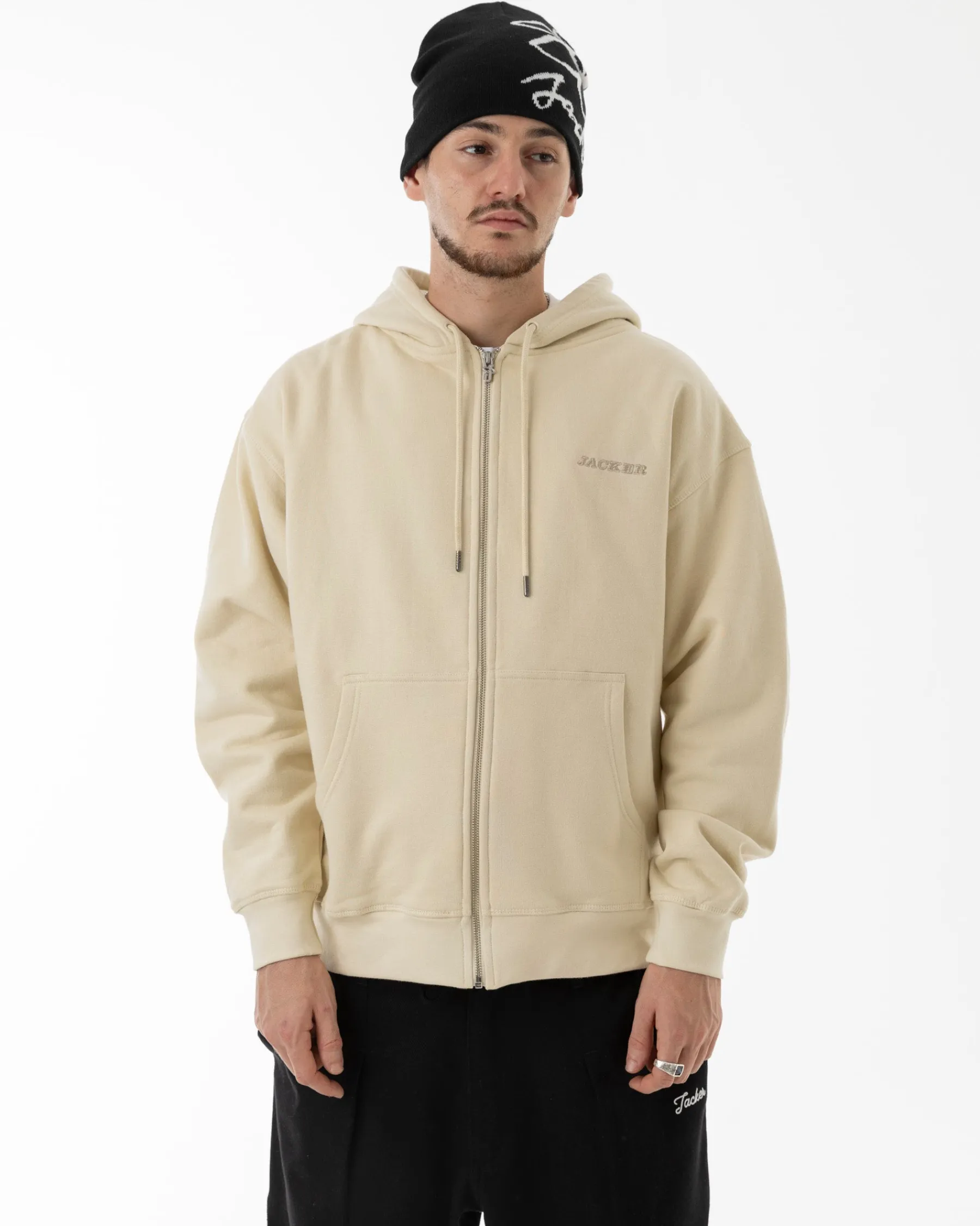 Sweats|JACKER NOTORIOUS ZIPPED HOODIE - BEIGE