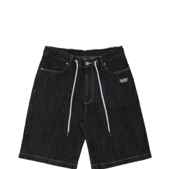 Pantalons & Shorts|Denim|JACKER SERIF LOGO DENIM BAGGY SHORT - BLACK