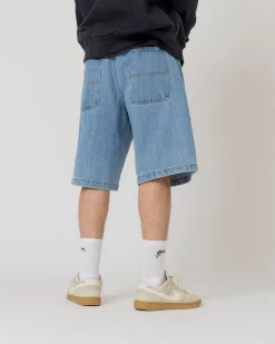 Pantalons & Shorts|Denim|JACKER SERIF LOGO DENIM BAGGY SHORT - BLUE