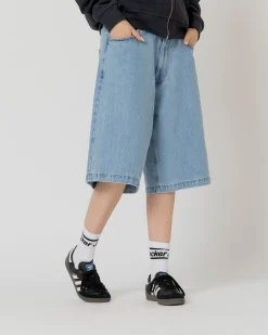 Pantalons & Shorts|Denim|JACKER SERIF LOGO DENIM BAGGY SHORT - BLUE