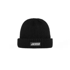 Headwear|JACKER TEAM LOGO - SHORT BEANIE - BLACK