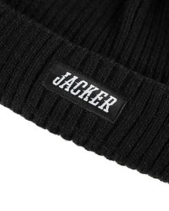Headwear|JACKER TEAM LOGO - SHORT BEANIE - BLACK